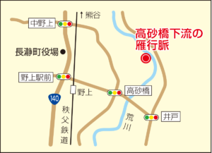 高砂橋下流の雁行脈
